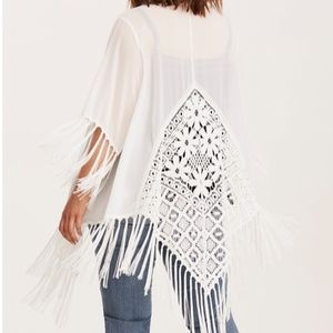 NWT Cream Fringe Kimono